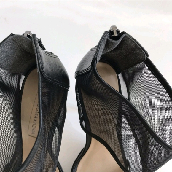 BCBG Max Azria Ferned Sandals Heel Leather Mesh Black Shoe Sandal 6.5 /36.5 - Picture 4 of 11
